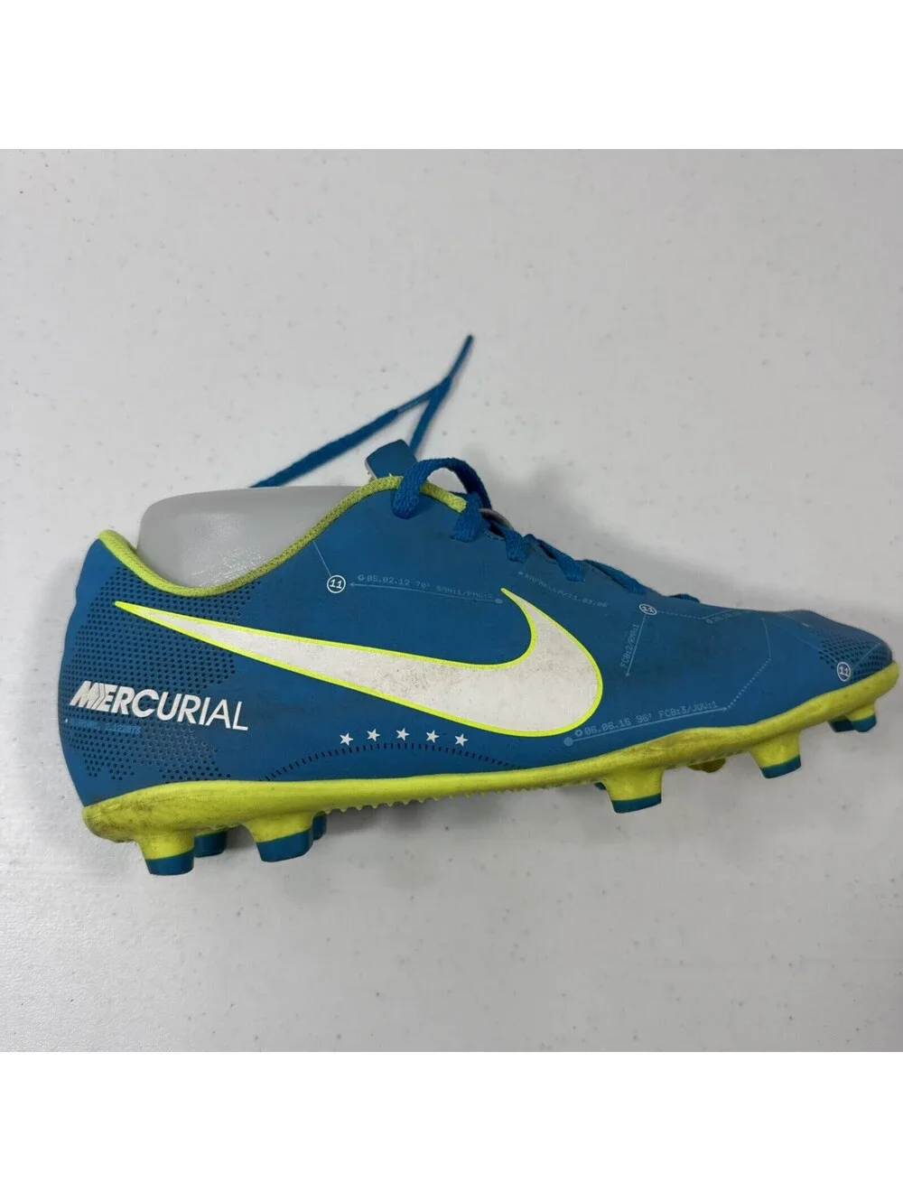 Nike Neymar JR Mercurial Vortex III soccer cleats blue Youth Size 6Y 921490-400